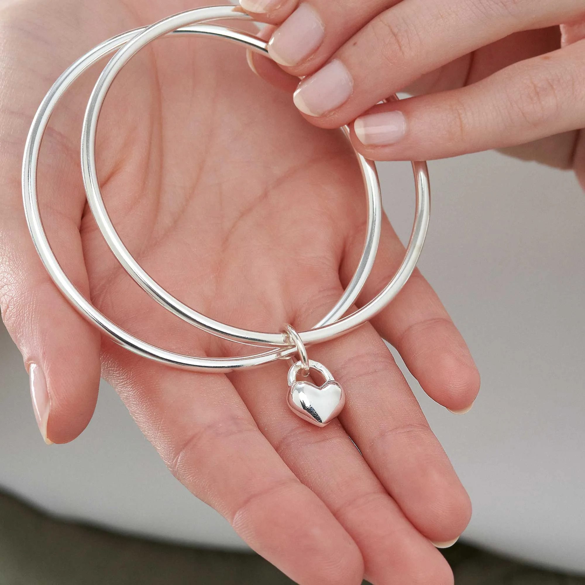 Eternal Heart Silver Double Bangle