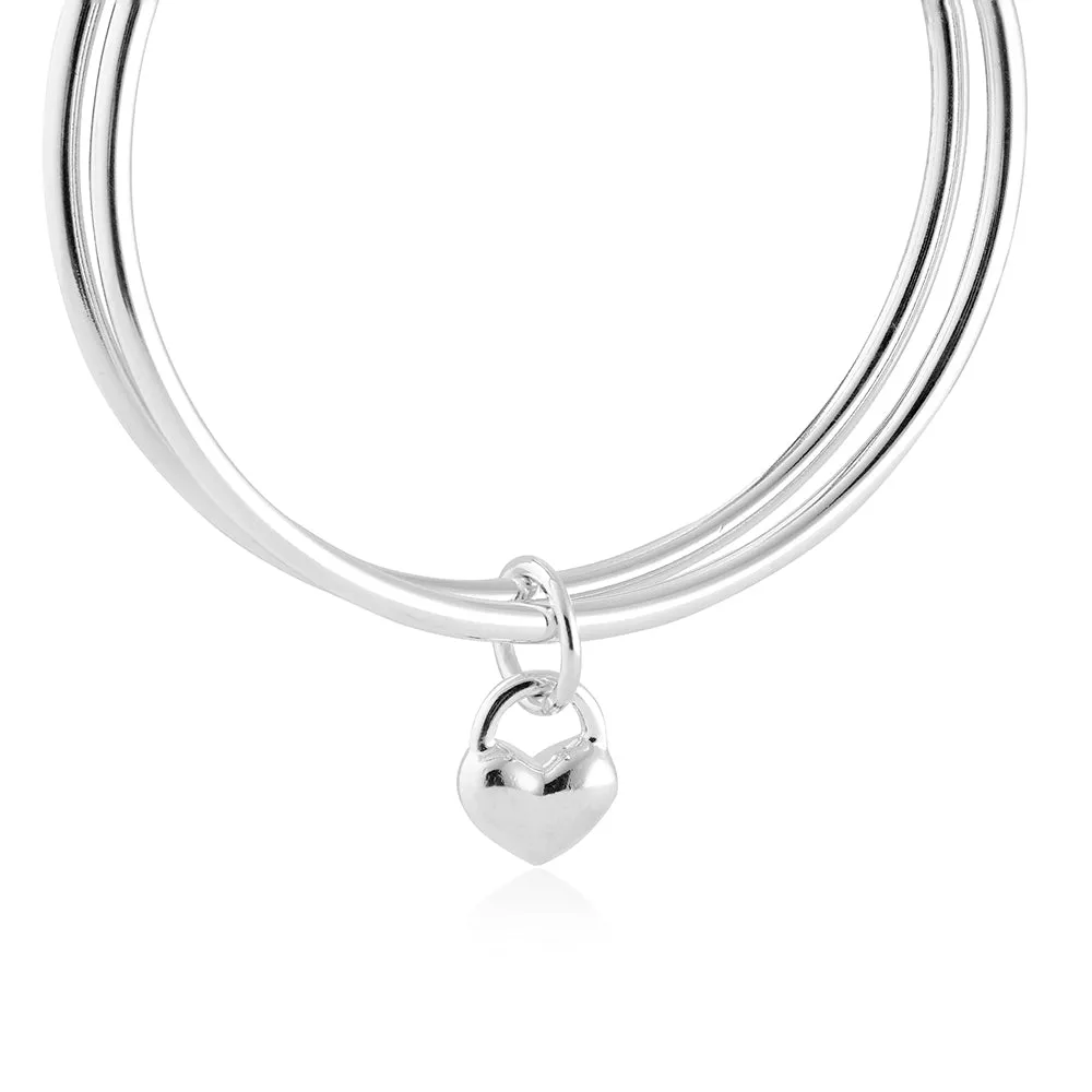 Eternal Heart Silver Double Bangle