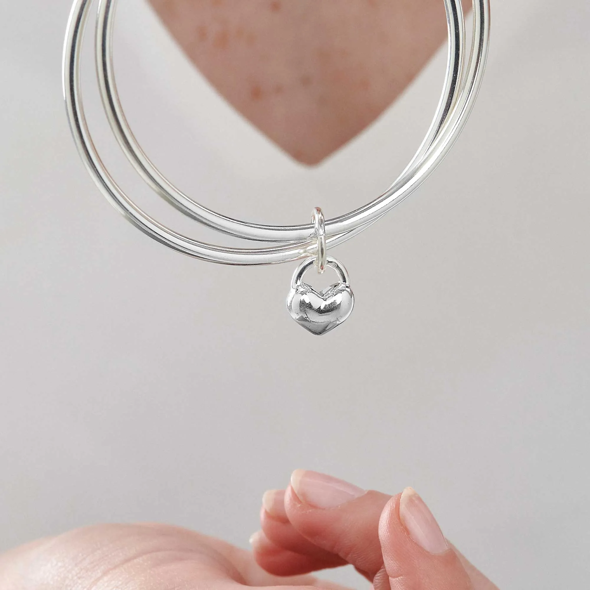 Eternal Heart Silver Double Bangle