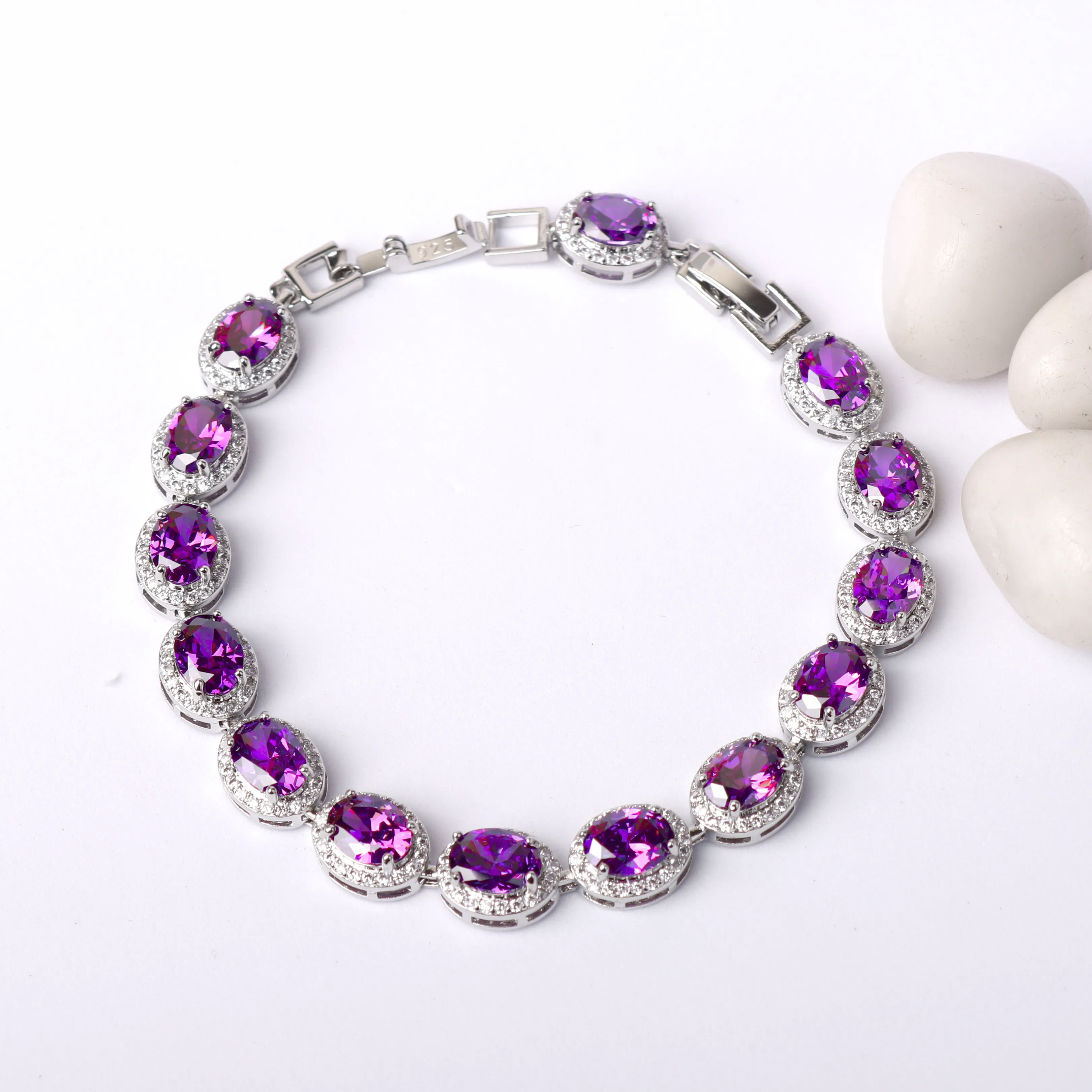 Fine G.Silver Lavender Stone Bracelet.