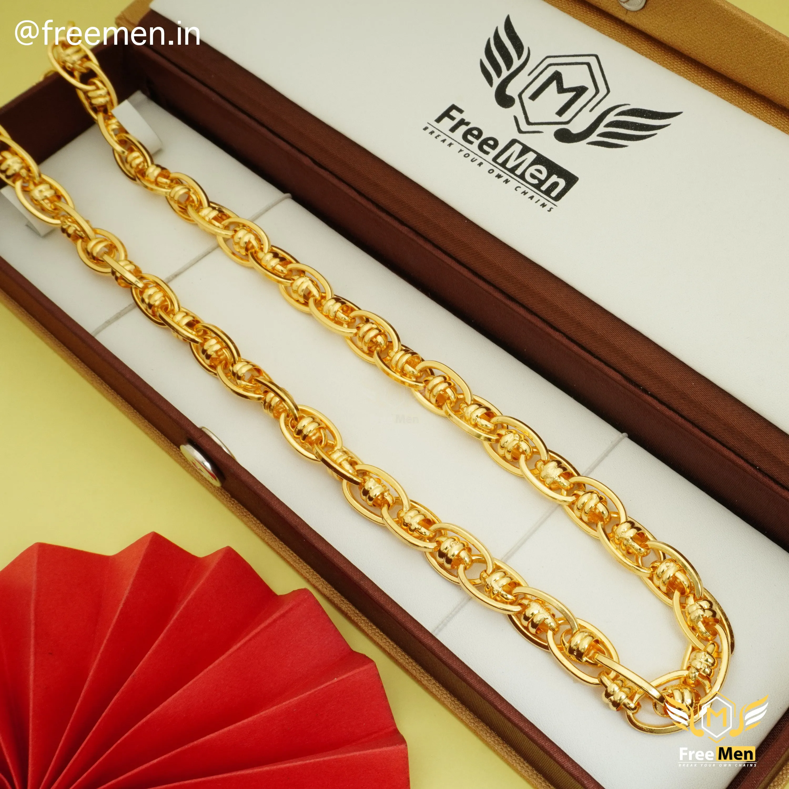 Freemen Elegant Rings Into Link Golden Chain - FM384