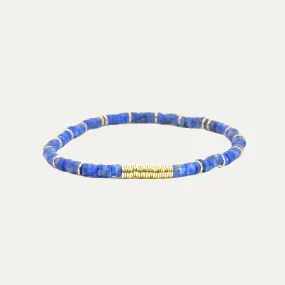 Gemstone Beaded Stretch Bracelet-Lapis