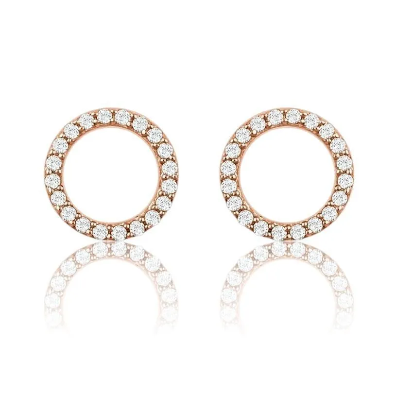 Geometric Diamond Circle Studs Earrings