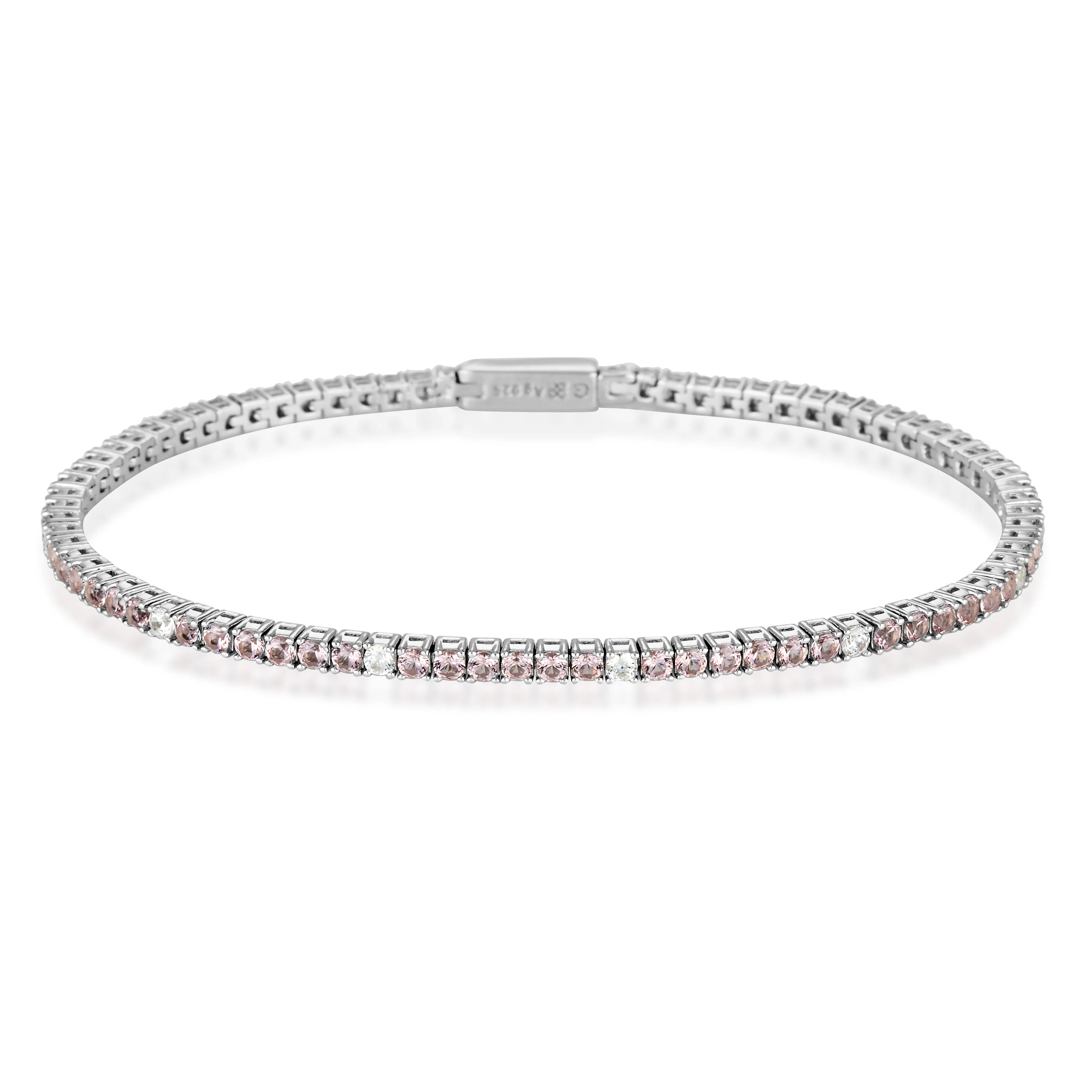 Georgini Milestone Morganite & White Cz 2mm Tennis Bracelet