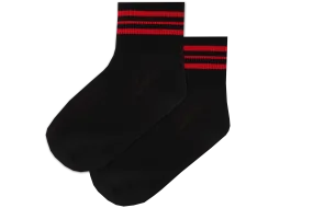 Girls Striped Anklets - Convent Black/Red