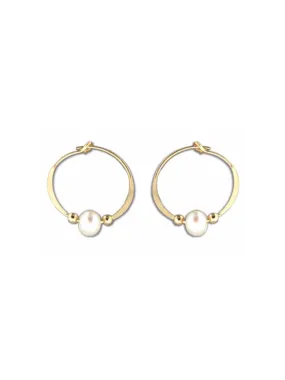 Gold Filled Pearl Hoops