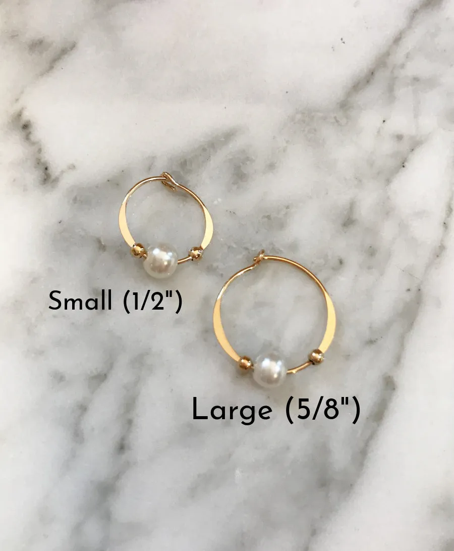 Gold Filled Pearl Hoops