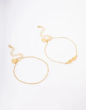 Gold Plated Angel Wine Chain Bracelet Pack