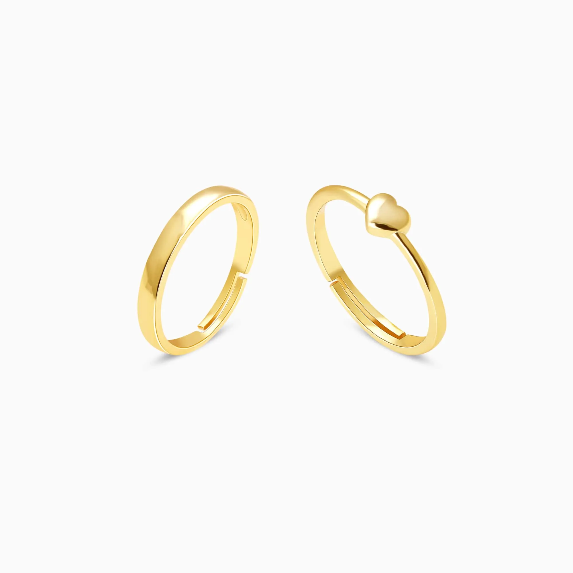 Golden Rise In Love Couple Rings