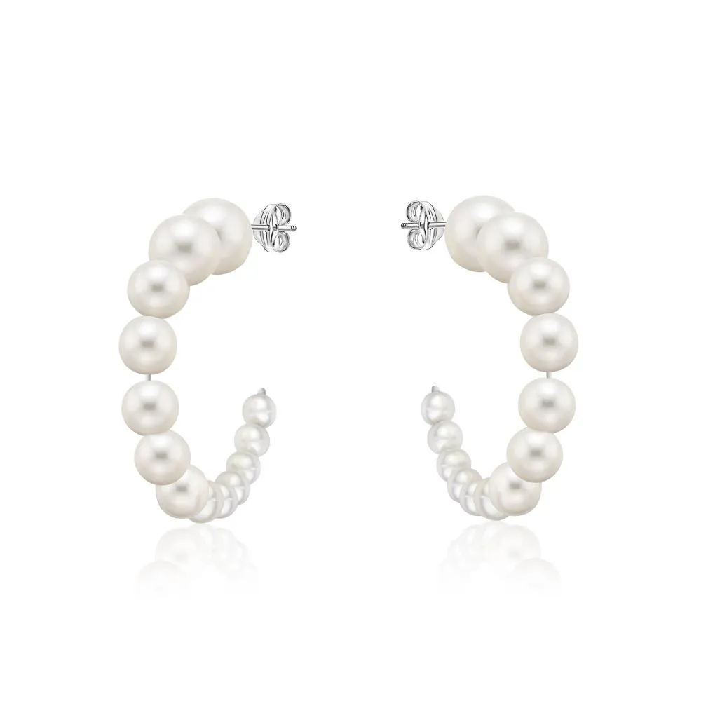 Graduated Pearl Hoops