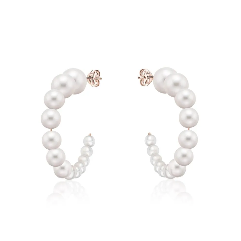 Graduated Pearl Hoops