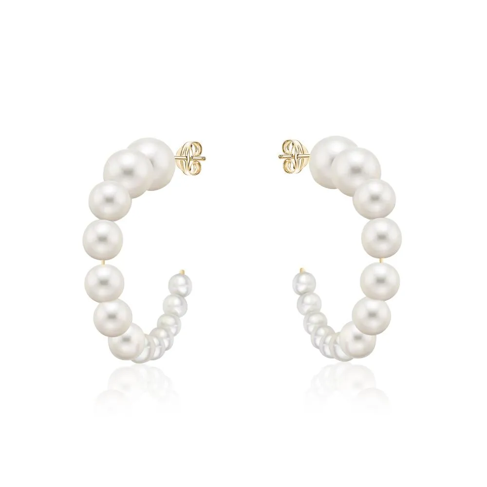 Graduated Pearl Hoops