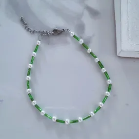 Green and pearly anklets