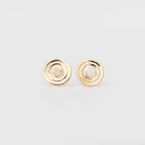 Groovy Single Diamond Disc Studs