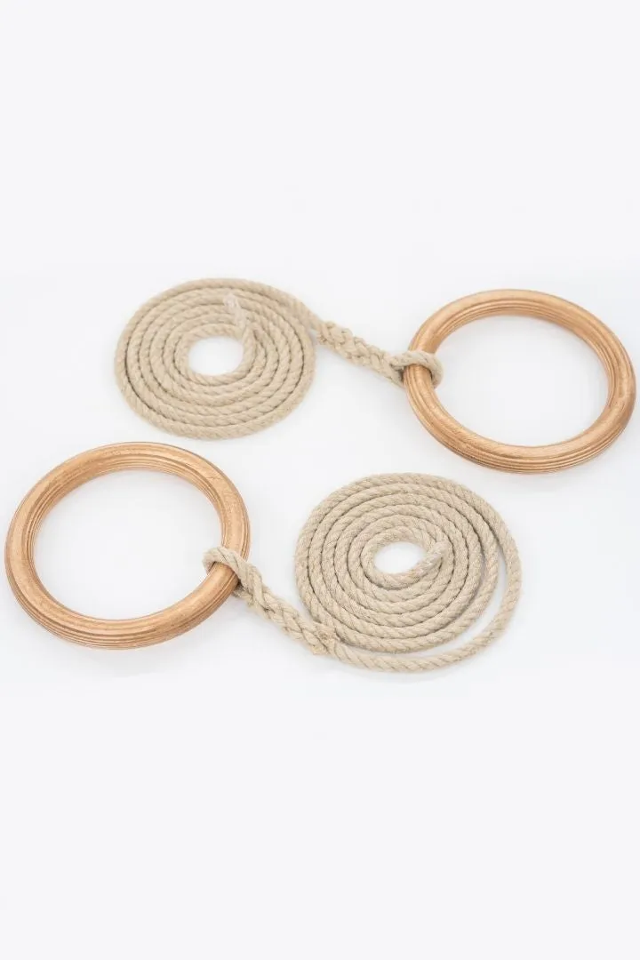 Gym Swing Rings 24 cm Wooden Gymnastic Rings fun for childre.