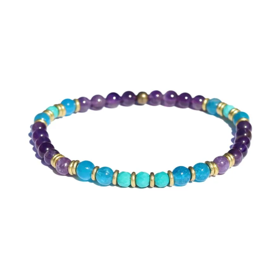 Healing & Gratitude Amethyst and Apatite Beads Delicate Bracelet