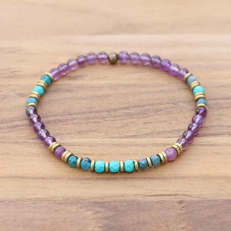 Healing & Gratitude Amethyst and Apatite Beads Delicate Bracelet