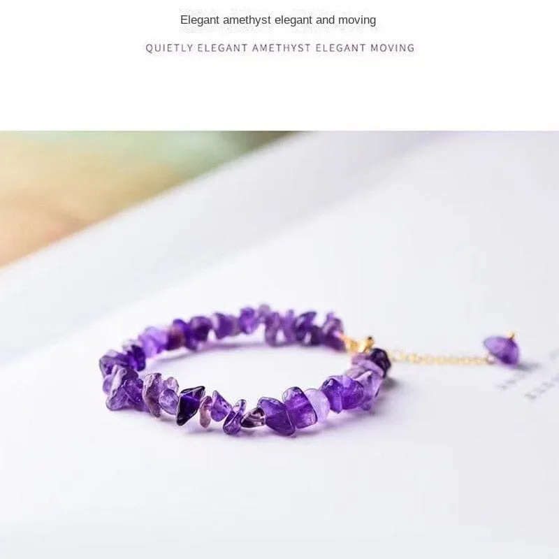 Healing Crystal Natural Stone Chips Golden Link Bracelet