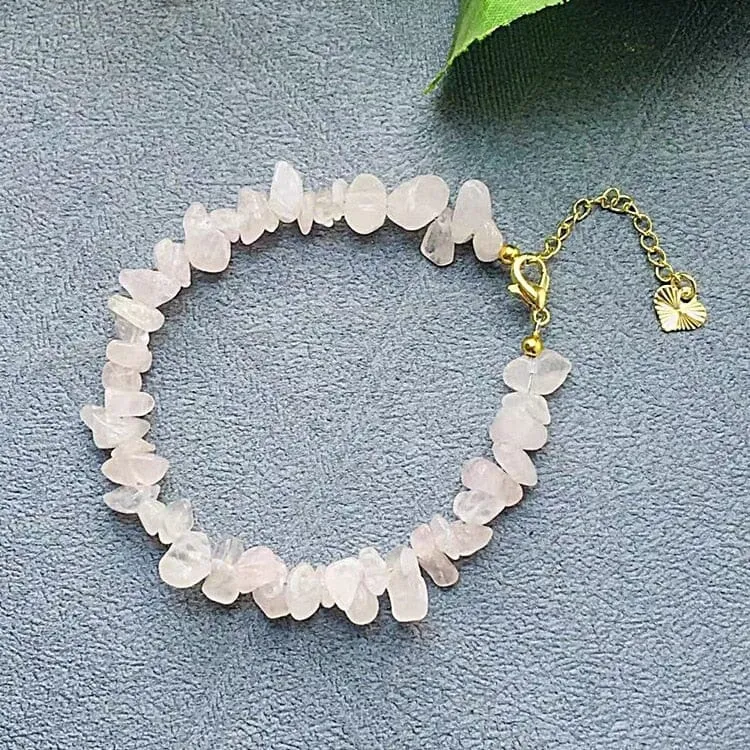 Healing Crystal Natural Stone Chips Golden Link Bracelet