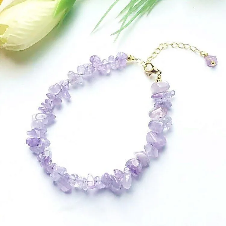 Healing Crystal Natural Stone Chips Golden Link Bracelet