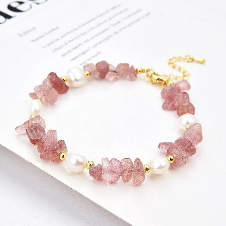 Healing Crystal Natural Stone Chips Golden Link Bracelet