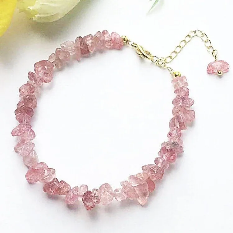 Healing Crystal Natural Stone Chips Golden Link Bracelet