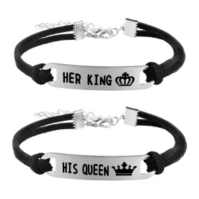 His Queen Her King His and Hers Couples Bracelet Set