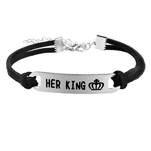 His Queen Her King His and Hers Couples Bracelet Set