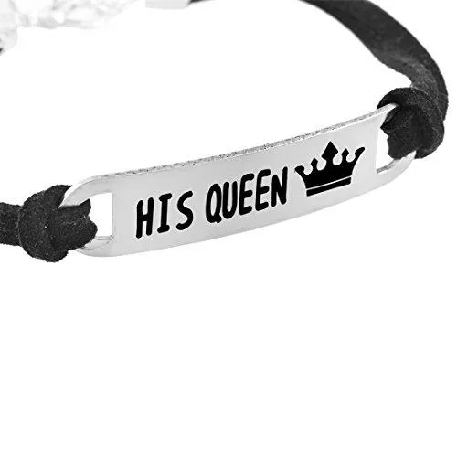 His Queen Her King His and Hers Couples Bracelet Set