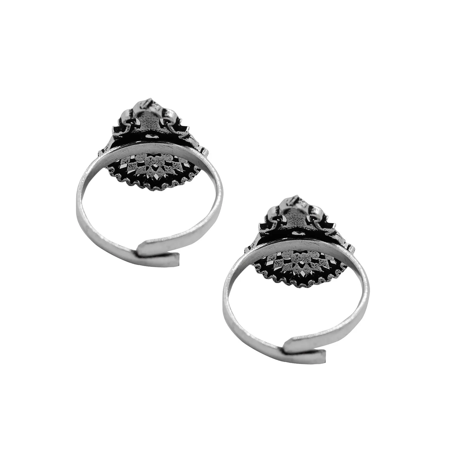 Kshtriya Peacock Silver Oxidized  Toe rings