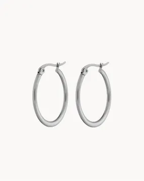 Large Signature Hoops, Silver