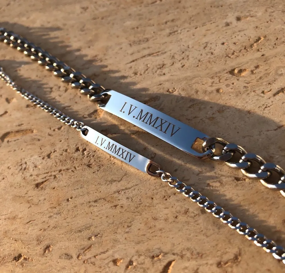 Matching Couple Bracelet Sets with Custom Engraving