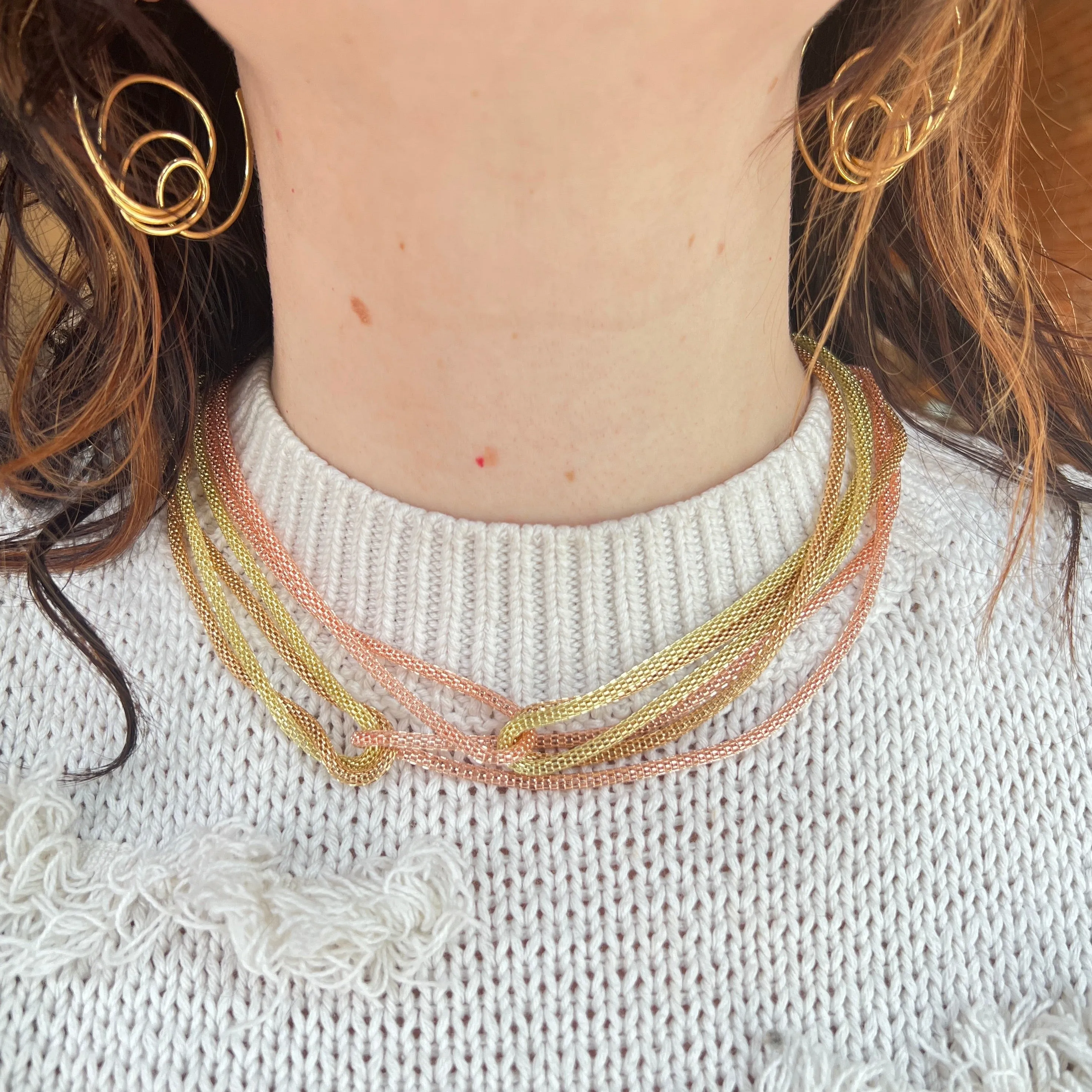 Mesh Necklaces, Gold Metallics