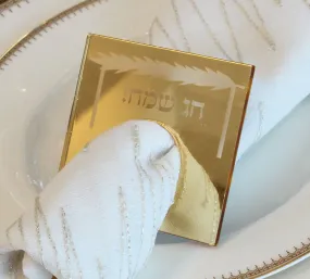 Mirrored Sukkos Napkin Rings- Silver or Gold