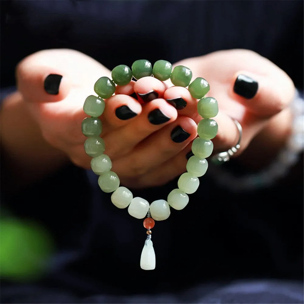 Natural Multi-treasure Gradient Hetian Jade Bead Bracelet