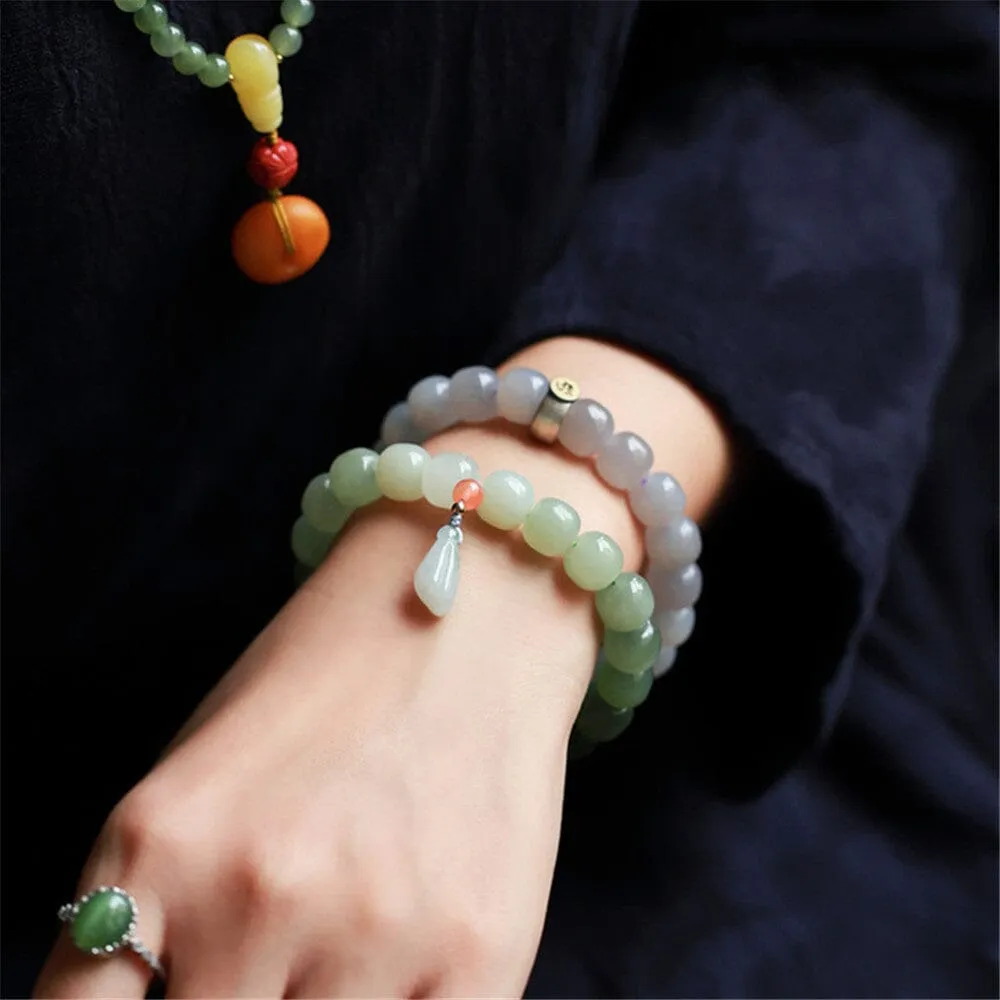 Natural Multi-treasure Gradient Hetian Jade Bead Bracelet