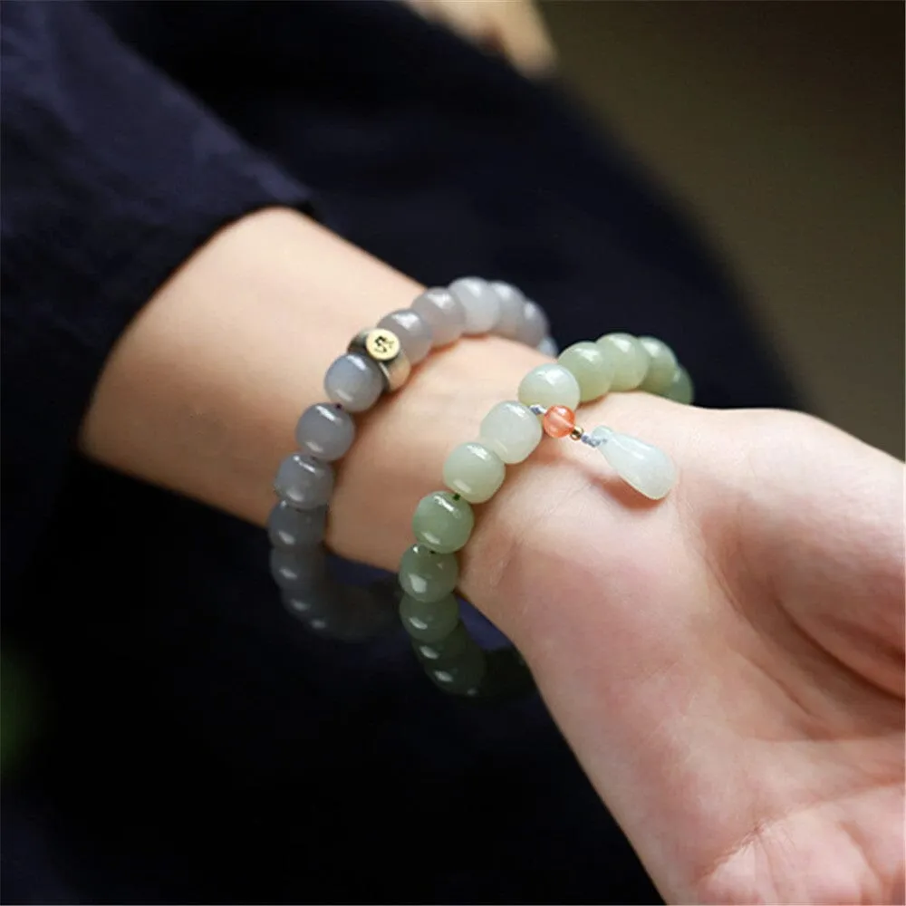 Natural Multi-treasure Gradient Hetian Jade Bead Bracelet