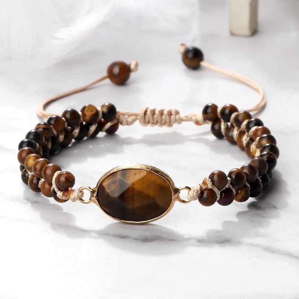 Natural Tiger Eye Stone Yoga Wrap Bracelet