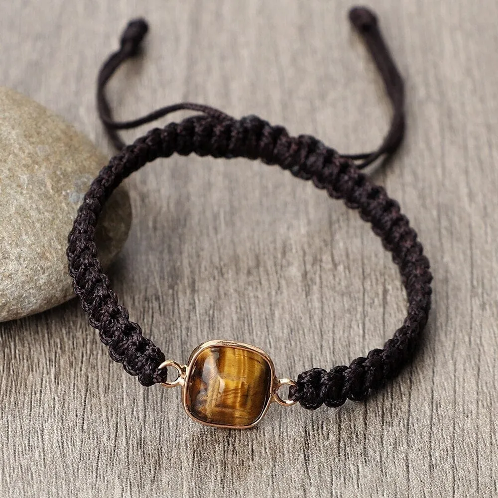 Natural Tiger Eye Stone Yoga Wrap Bracelet