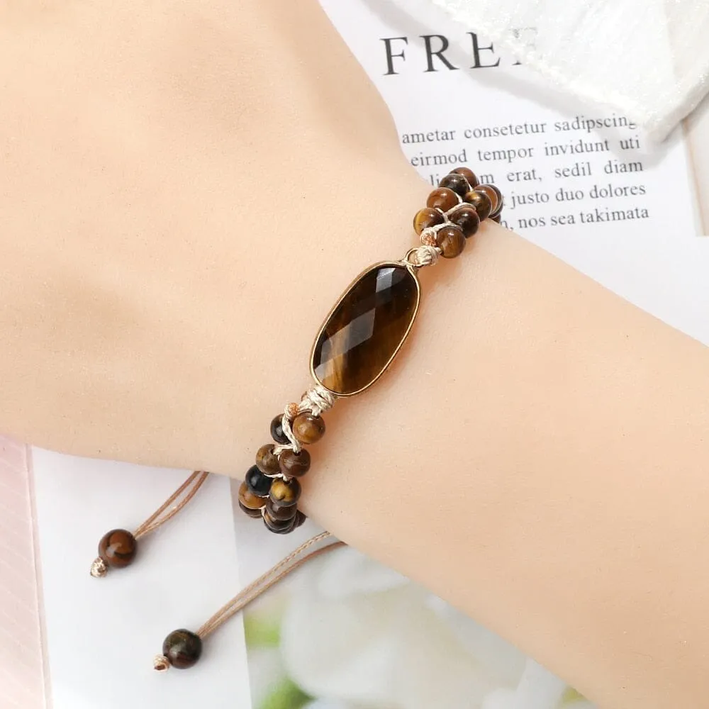 Natural Tiger Eye Stone Yoga Wrap Bracelet