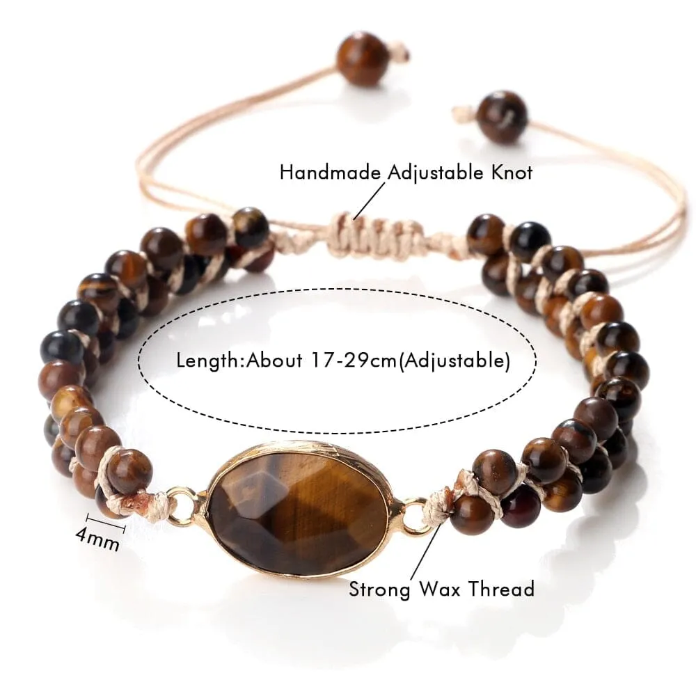 Natural Tiger Eye Stone Yoga Wrap Bracelet