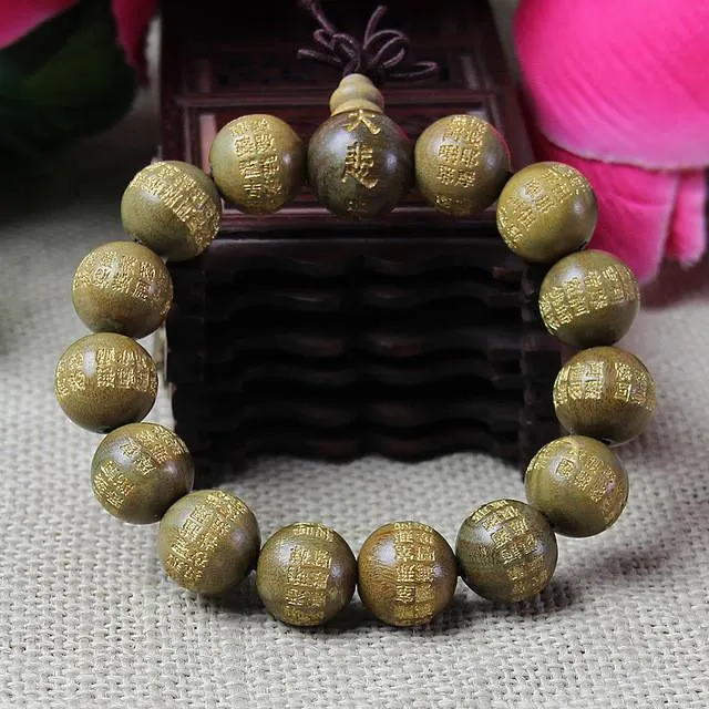 Natural Wood Compassion Mantra Bracelet