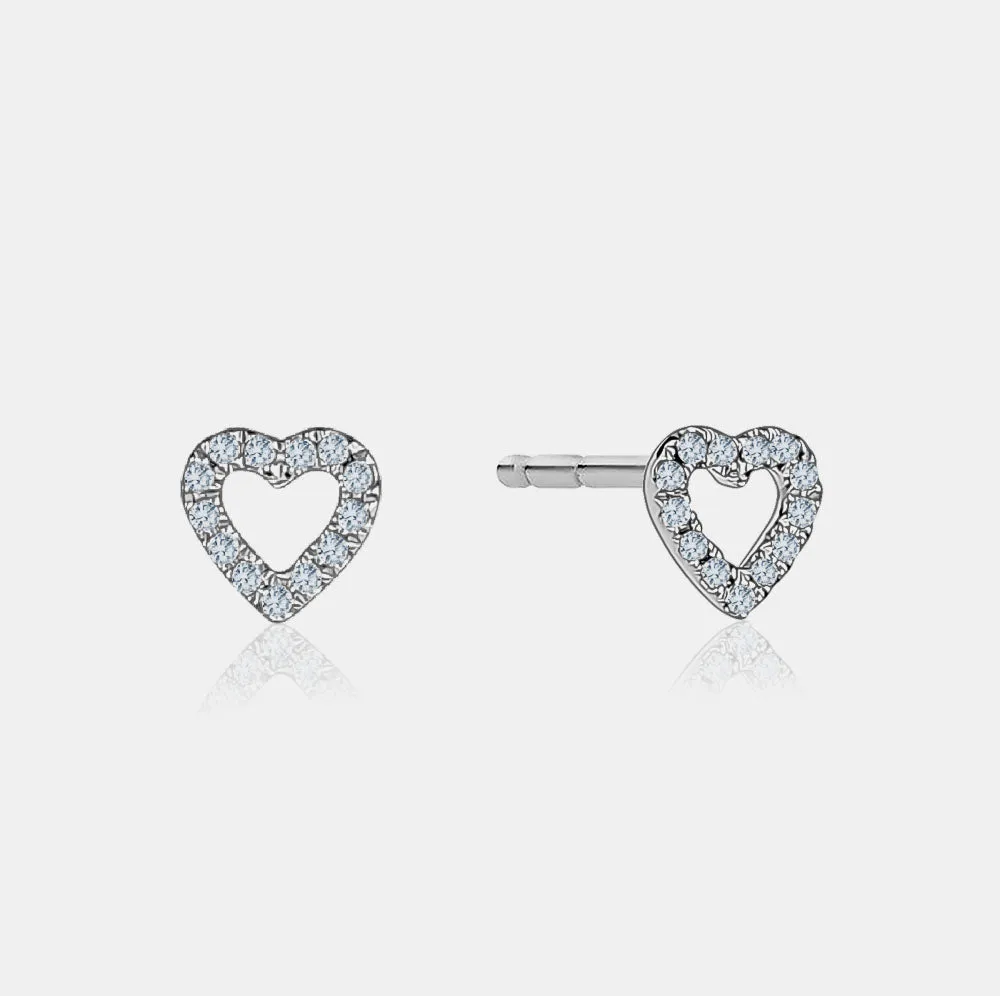 Open Diamond Heart Studs