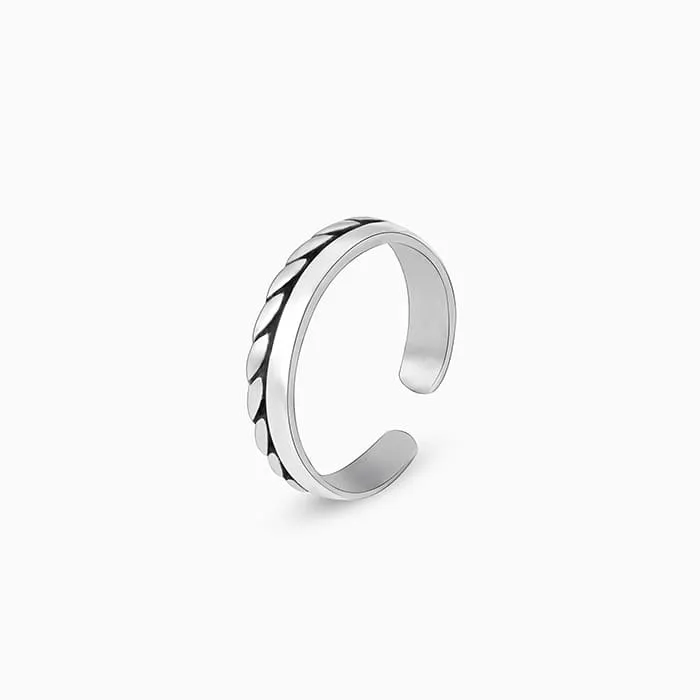 Oxidised Silver Layered Braid Toe Rings