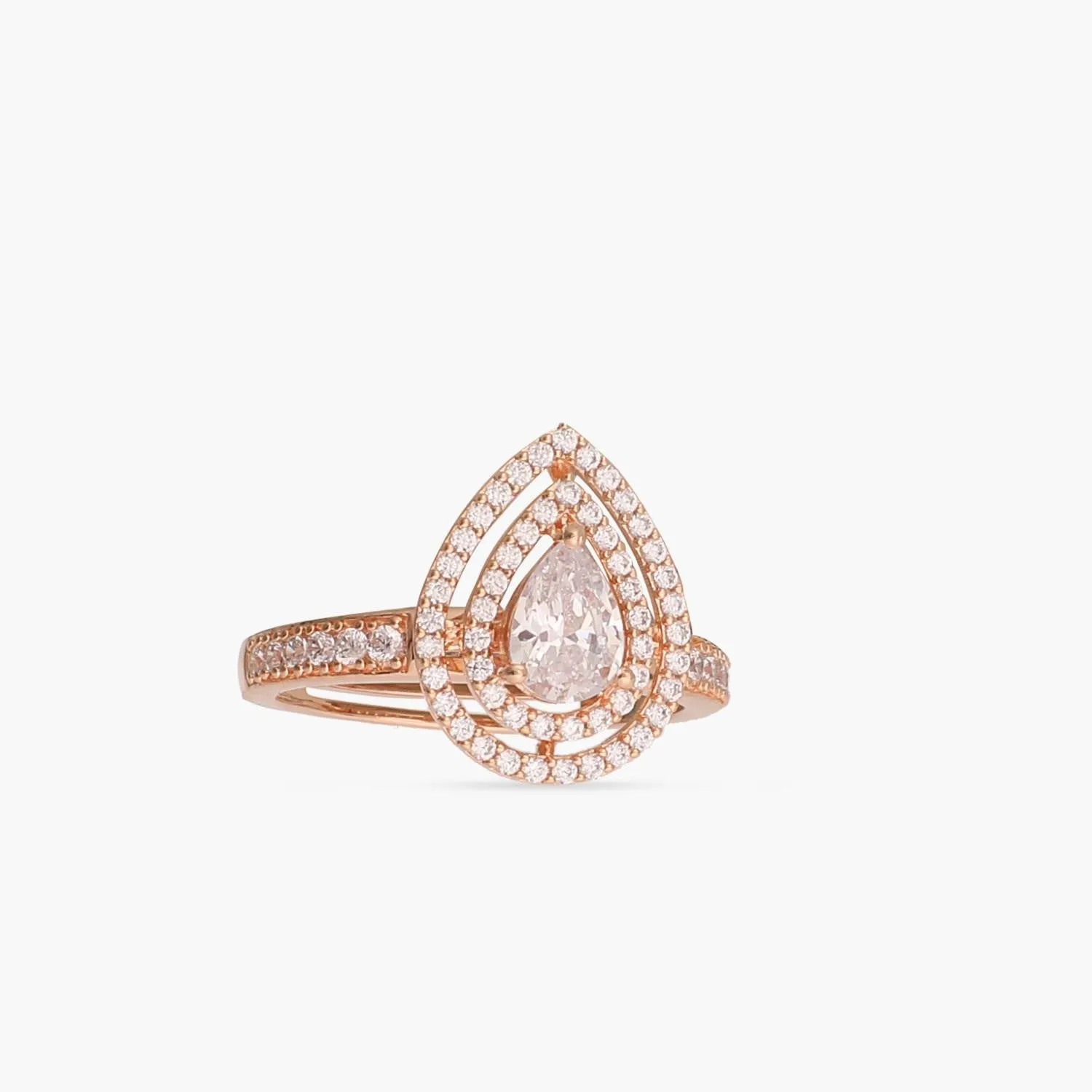 Pear CZ Delicate Silver Finger Ring