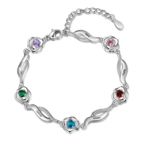 Personalized Bracelets For Women- Rose Bracelet With Name & Birthstone