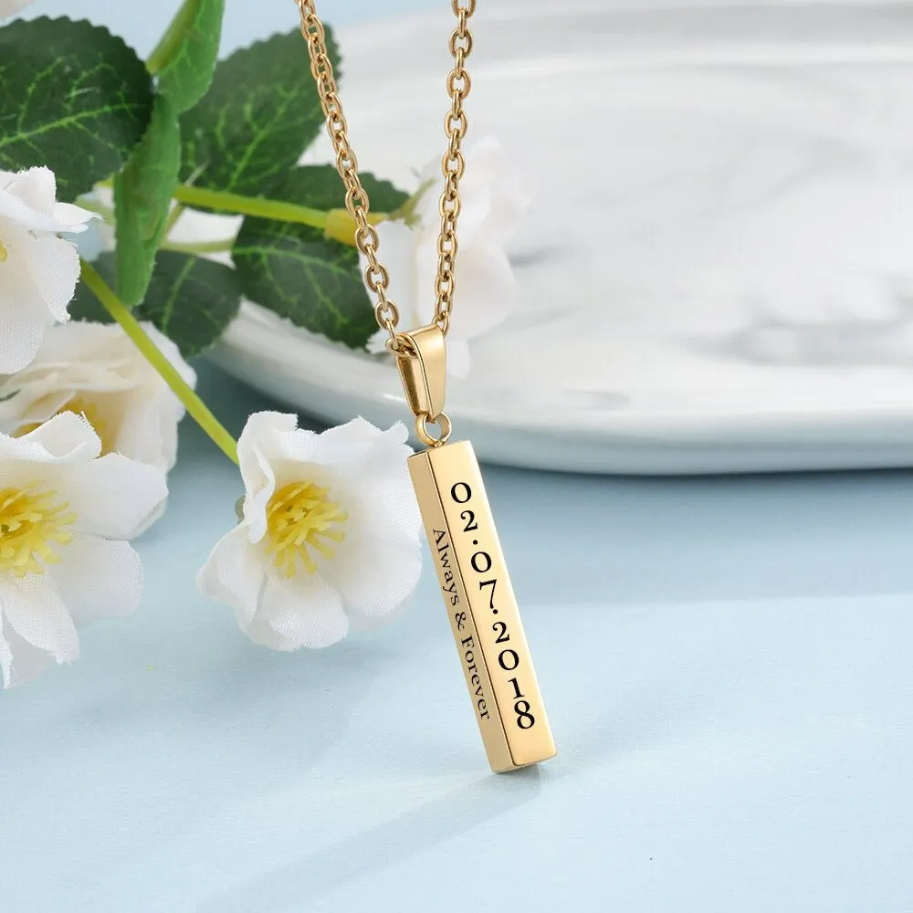 Personalized Engraved Name Date Necklaces