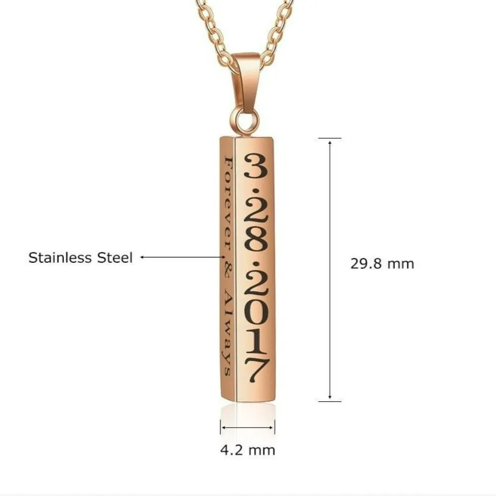 Personalized Engraved Name Date Necklaces