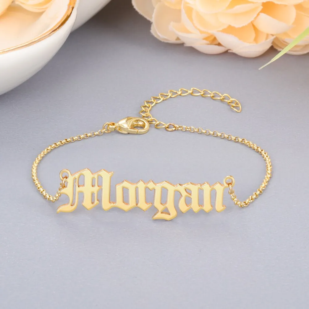 Personalized Engraving Name Gold Silver Color Anklets Bracelet