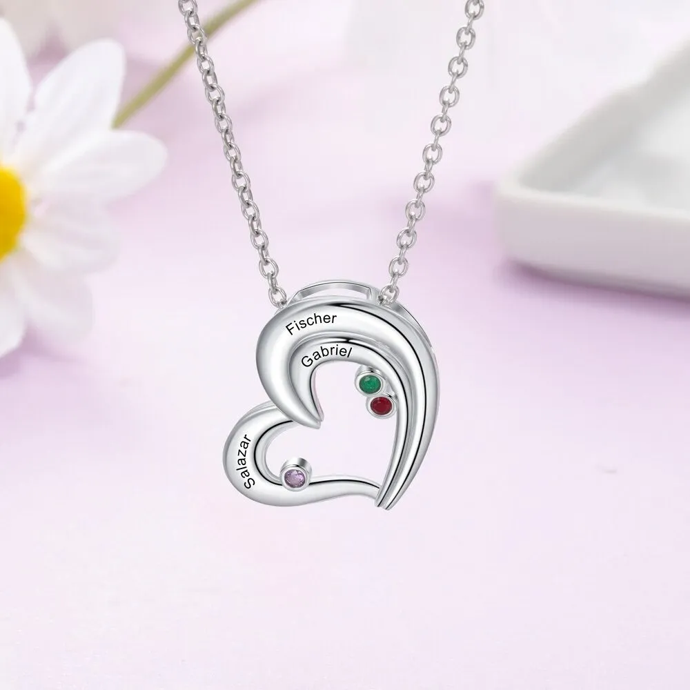 Personalized Heart-Shaped 3 Names Necklaces